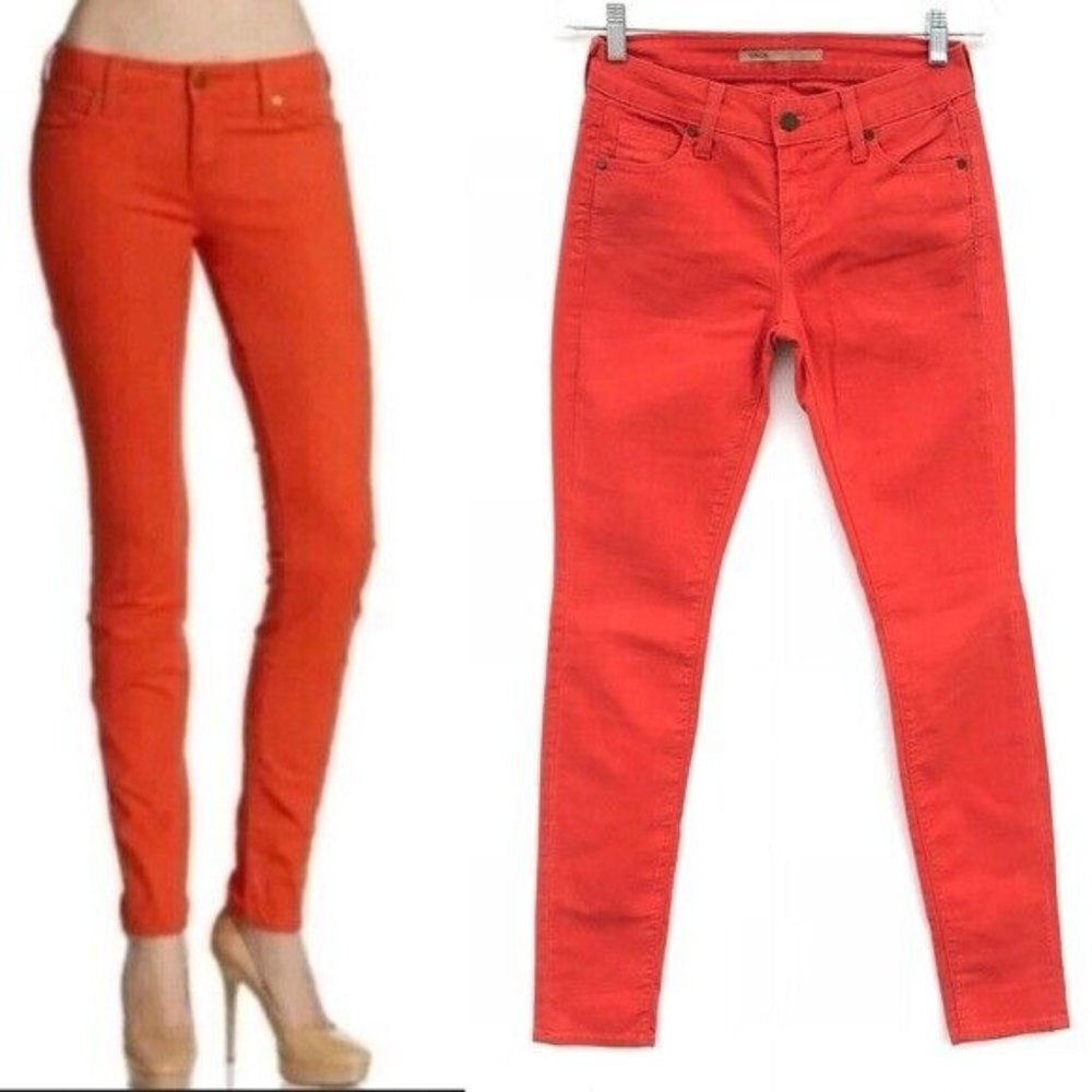 VINCE Womens Jeans Sz 26 Orange Geranium Skinny Ankle stretch USA ( 26x27.5) EUC